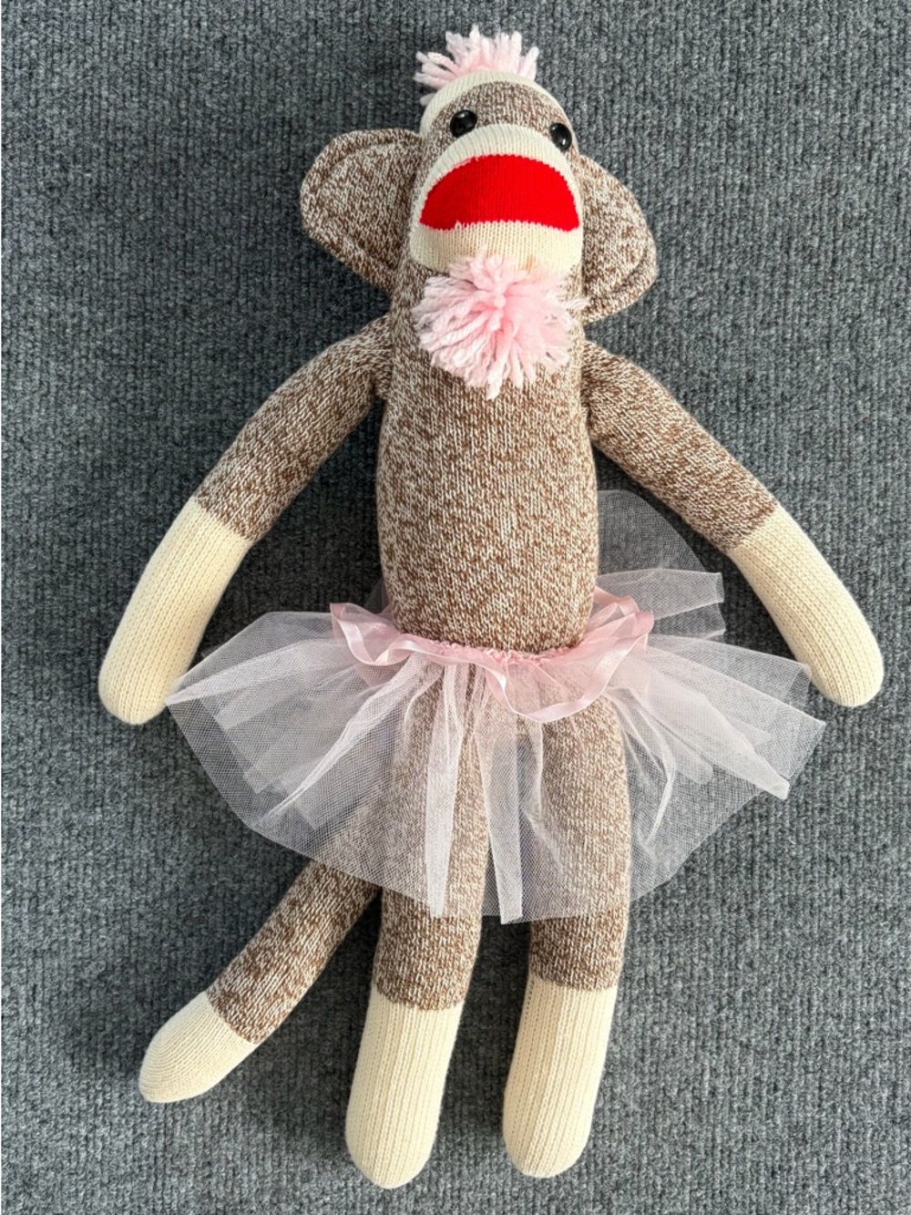 Sock Monkey Plush Doll Pink Tutu Ozark Mountain Kids Handmade Style Toy